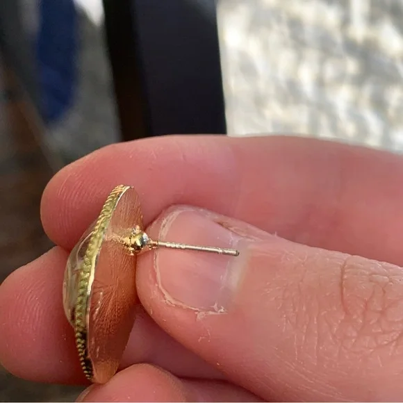 Luxury Stunning Bright Smooth Mineral Glass Boutique Square Cut Earrings - Picture 4 of 5